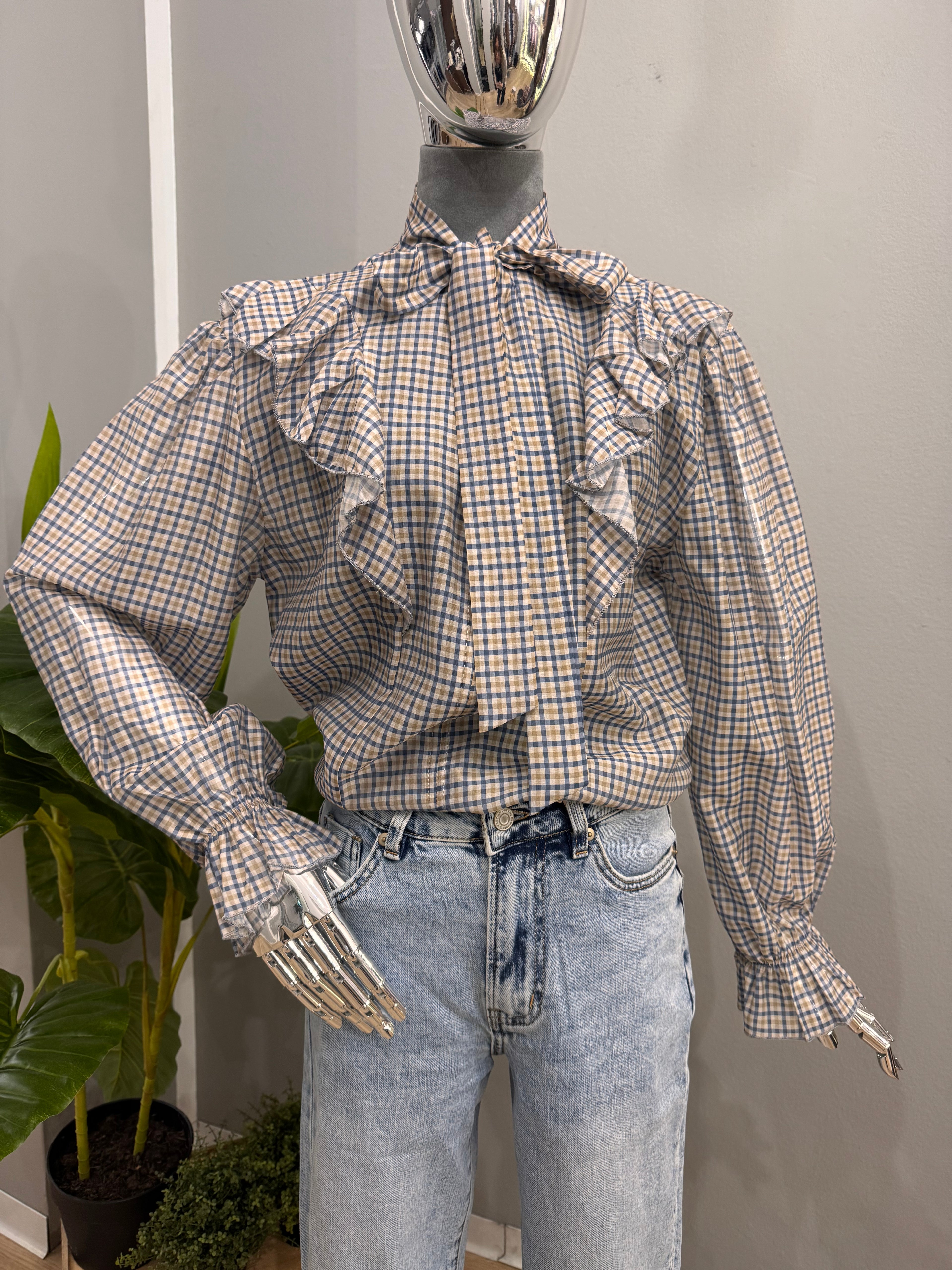 Camicia a quadri con fiocco - NoMoreBrand
