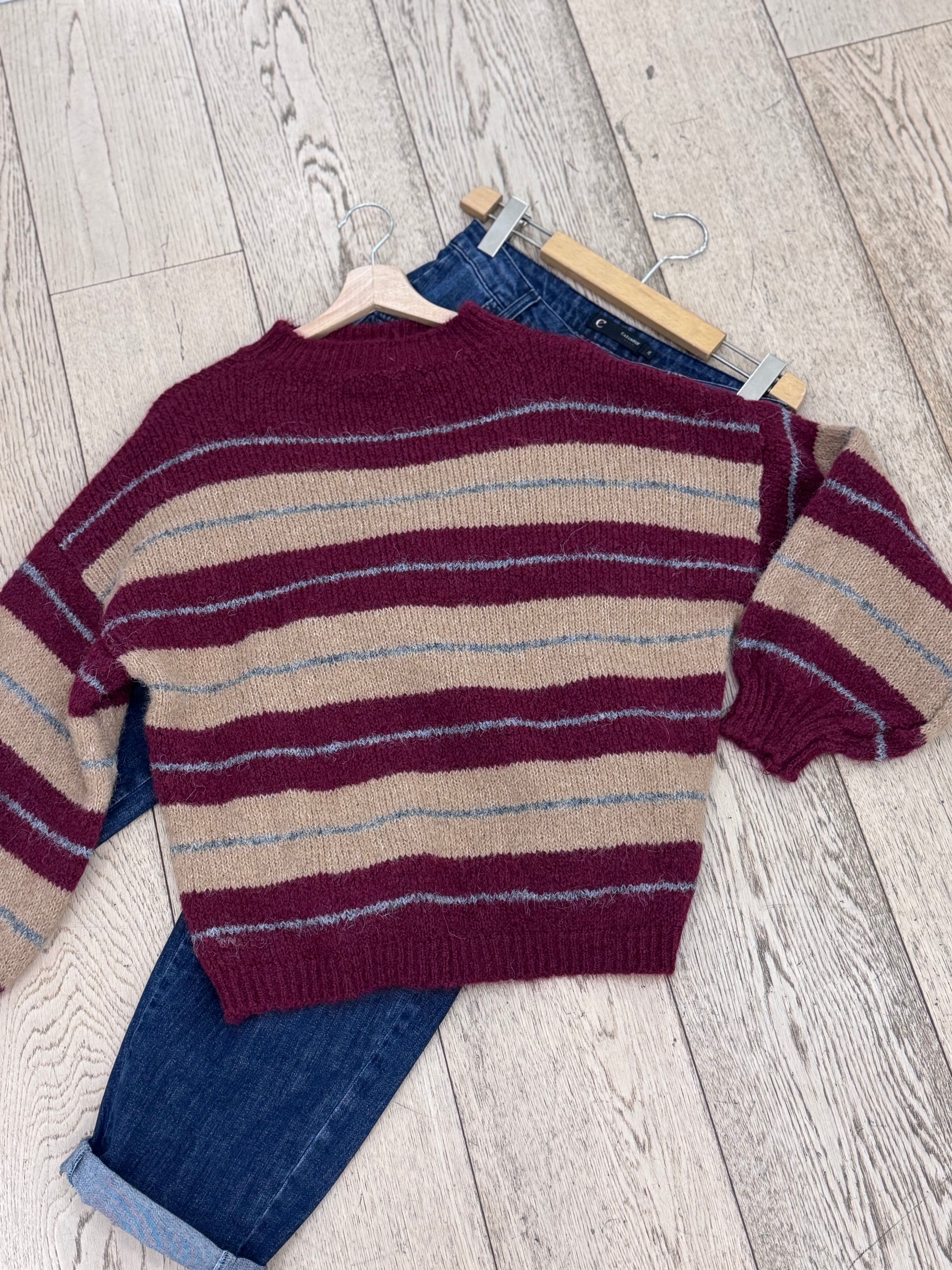 Maglione a righe in lana