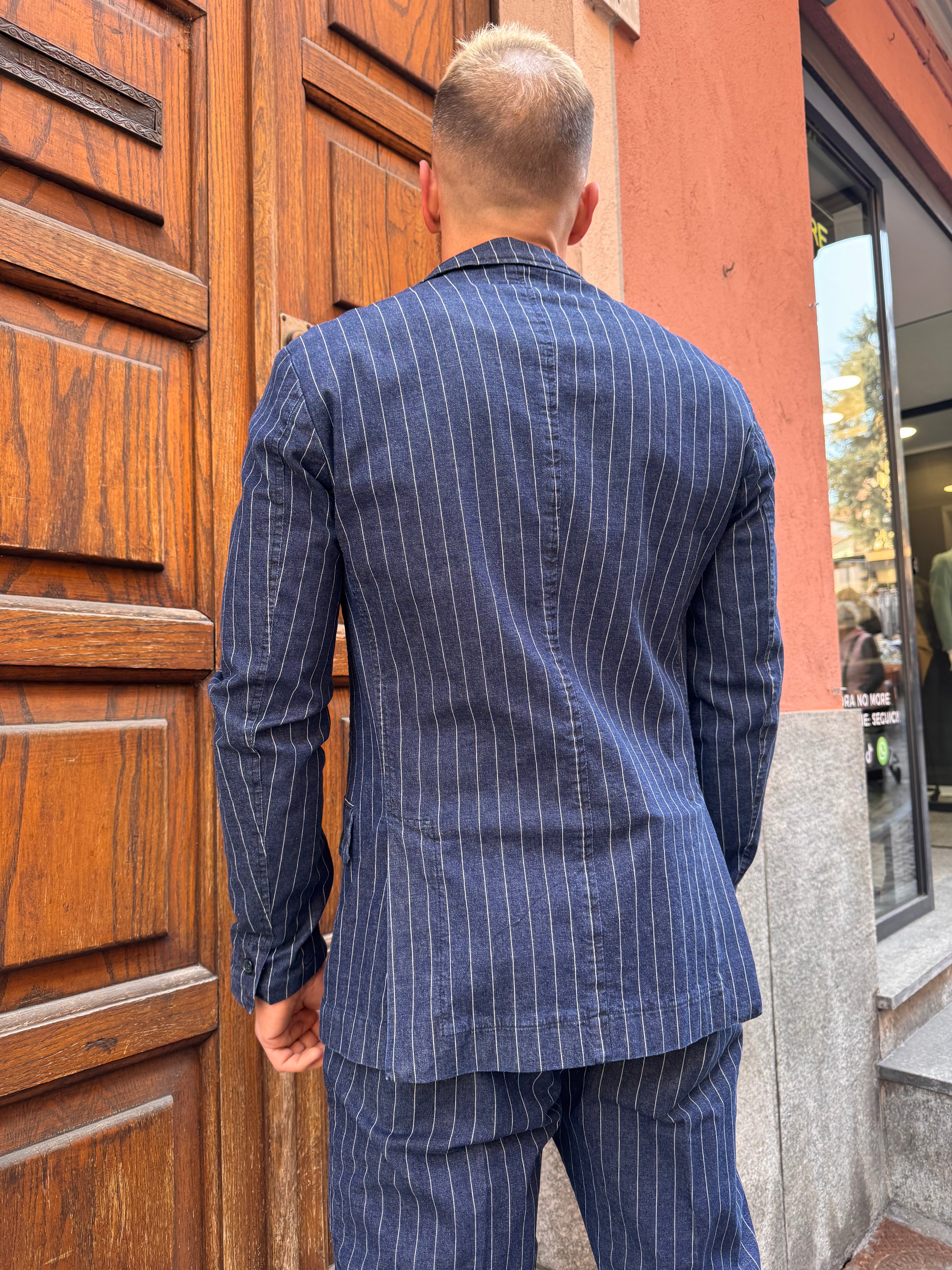 Giacca gessata in denim - NoMoreBrand