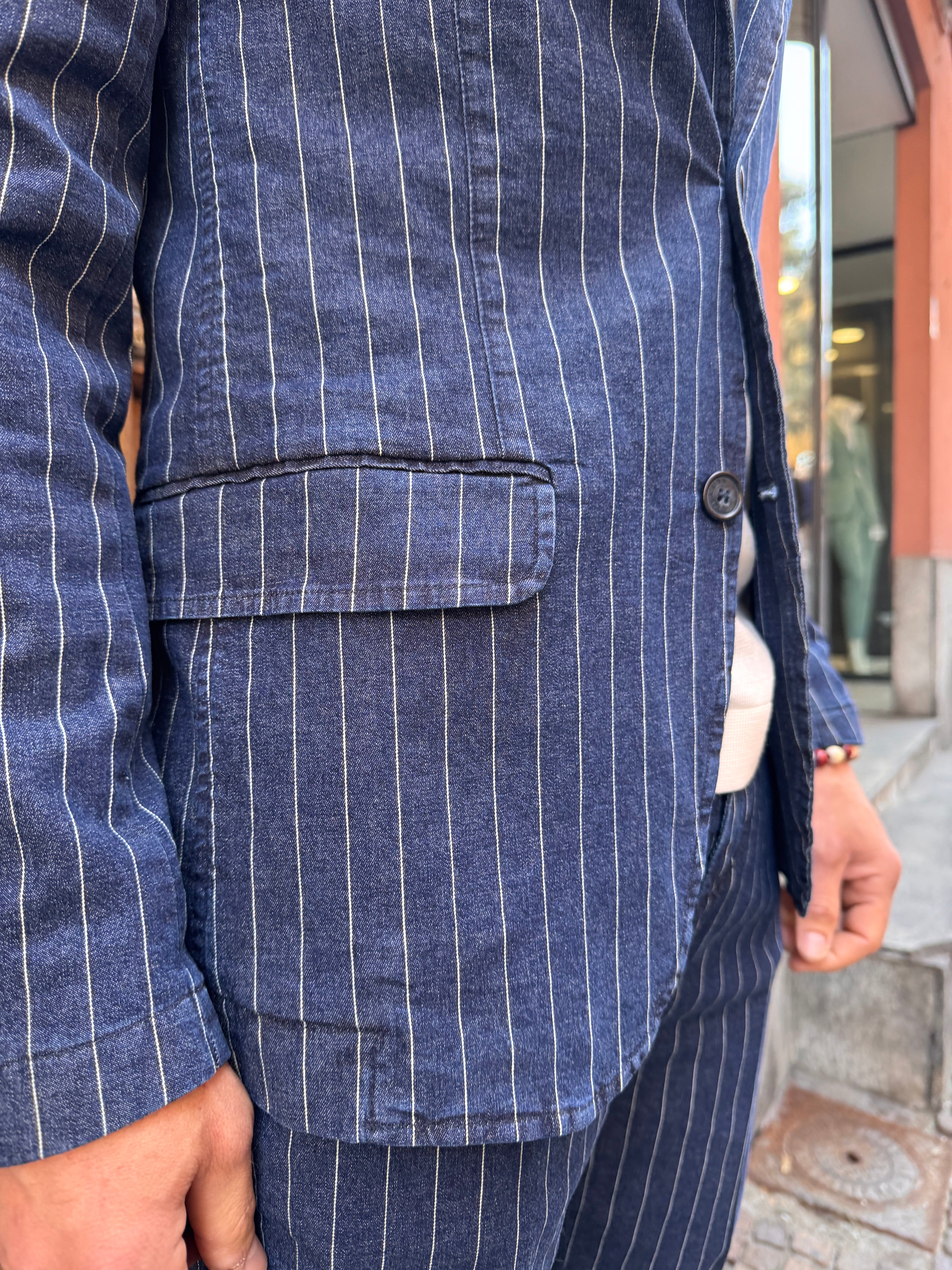 Giacca gessata in denim - NoMoreBrand