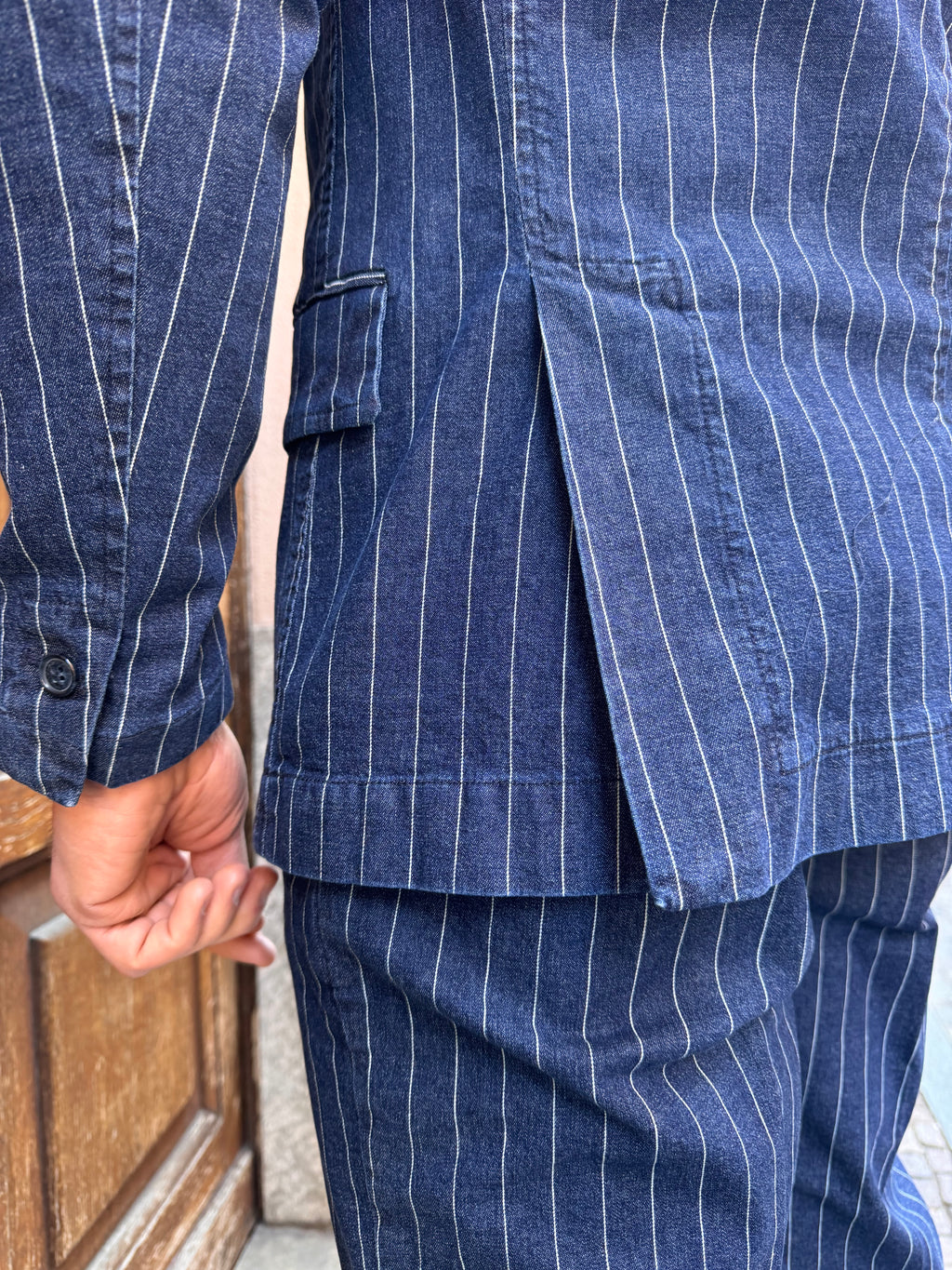 Giacca gessata in denim - NoMoreBrand