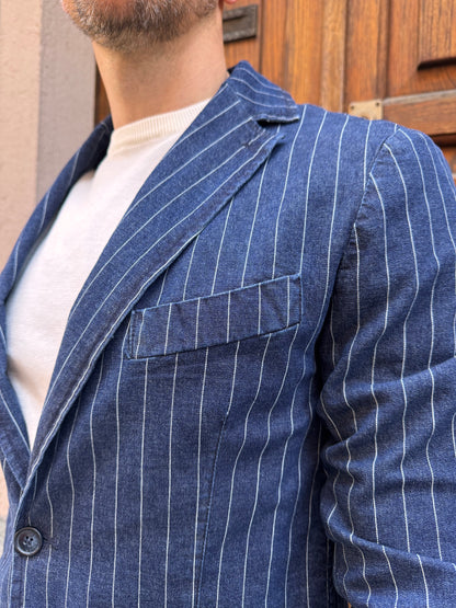 Giacca gessata in denim - NoMoreBrand